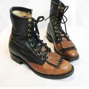 Canada west lace up Two-Tone Leather Lace-Up Boots booties